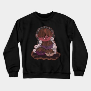 Haunted Duo: Boy and Skull Halloween Creations to Die For Crewneck Sweatshirt